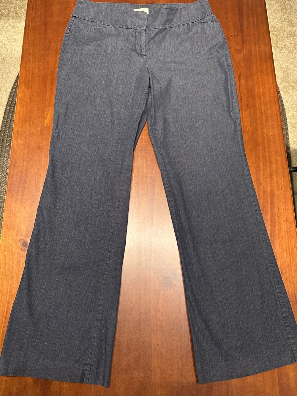 LOFT Wide-Leg Chambray Pants - Navy SMALL FLAW